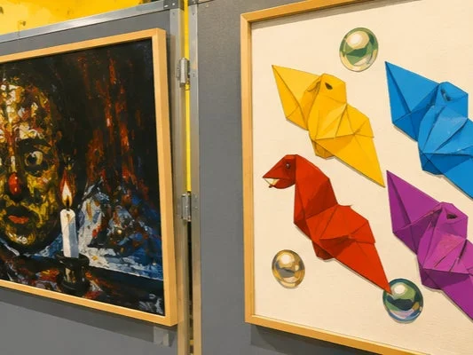 ギャラリーでアート作品が展示されている様子