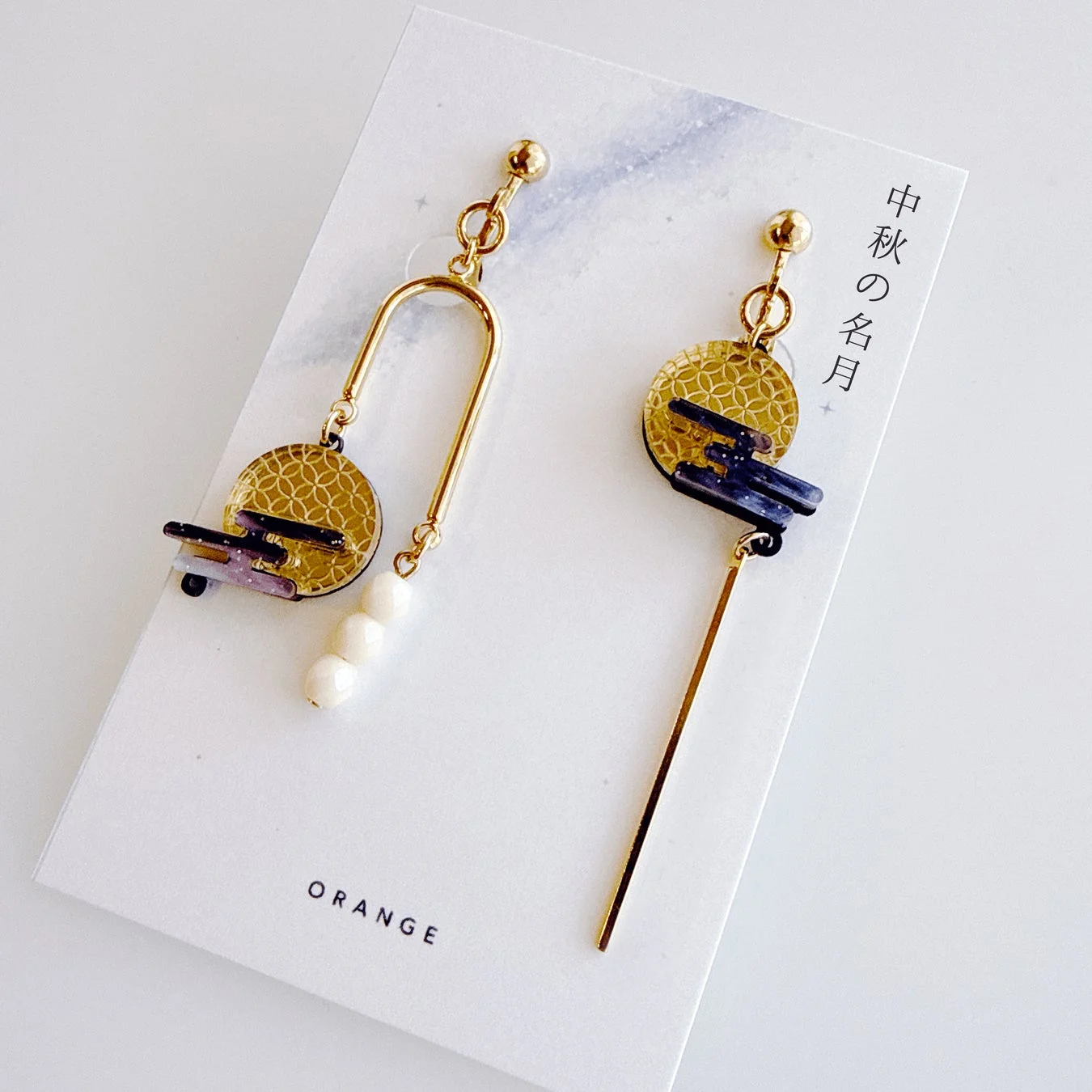 中秋の名月耳飾り