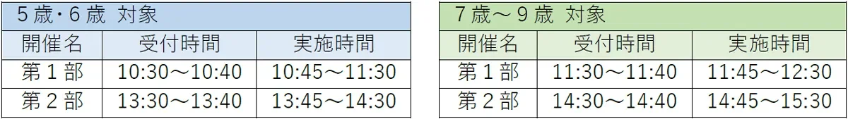 かけっこ教室のスケジュール
