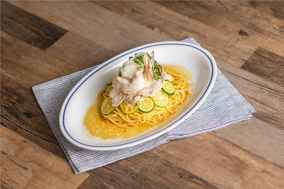 徳島県産すだちと豚しゃぶのパスタ