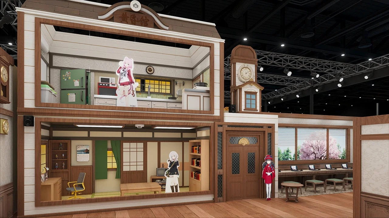 多層構造の建物型展示ブース