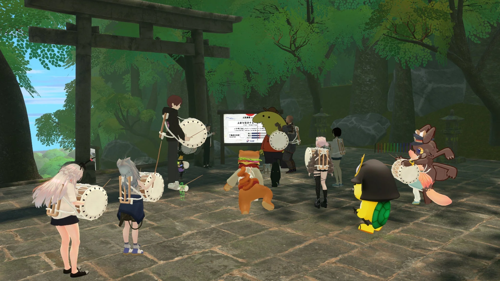 VRChatでの太鼓練習風景