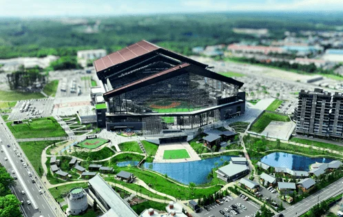 スタジアム、野球場、エスコンフィールドHOKKAIDOの空撮