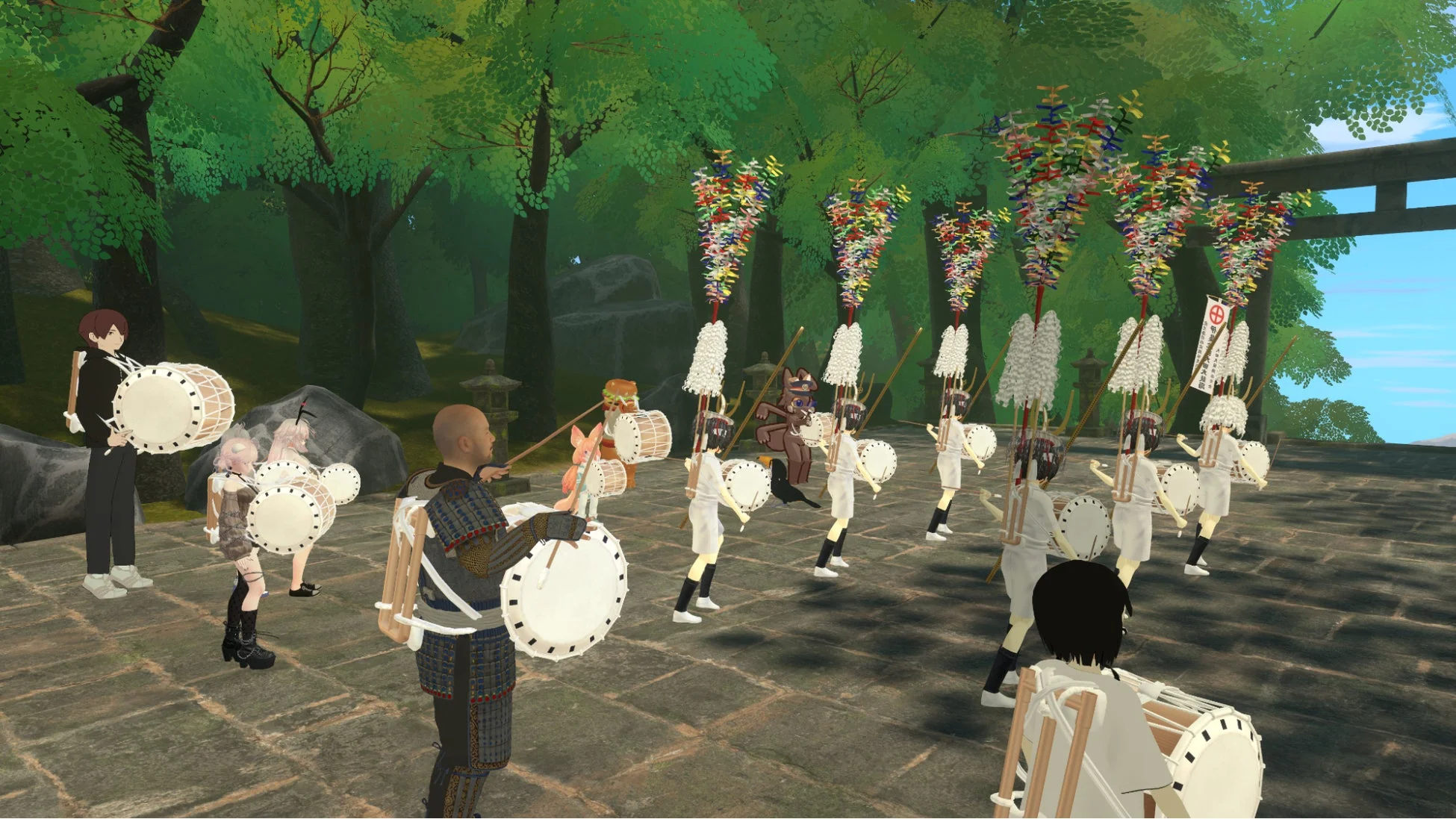 VRChat内での奉納イベントの様子