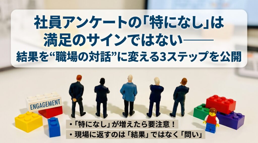 社員アンケートの“特になし”は満足のサインではない――結果を職場の対話へつなぐ3つのステップを公開