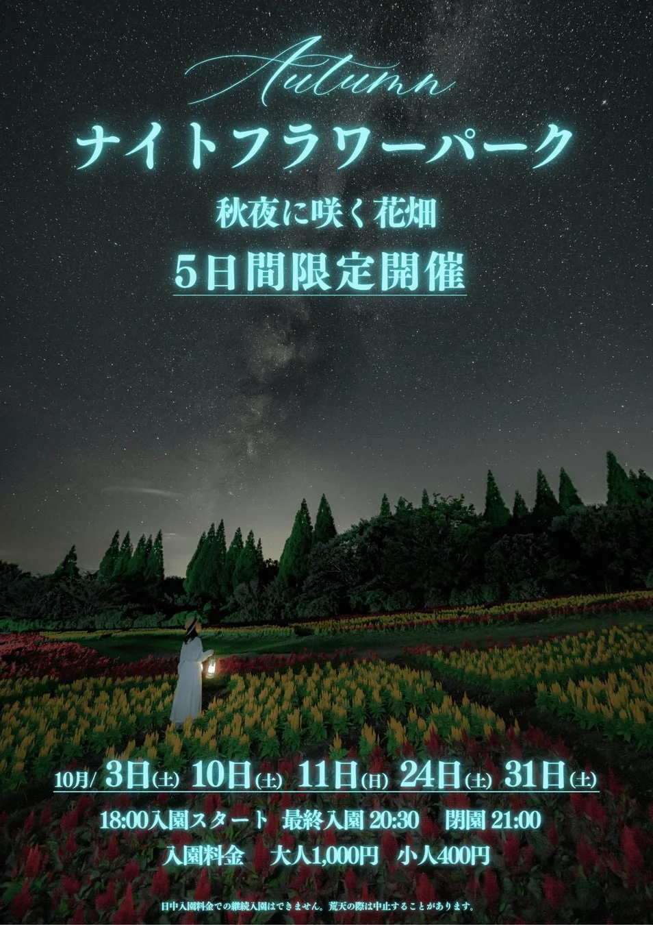 ナイトフラワーパーク Autumn 秋夜に咲く花畑 5日間限定開催