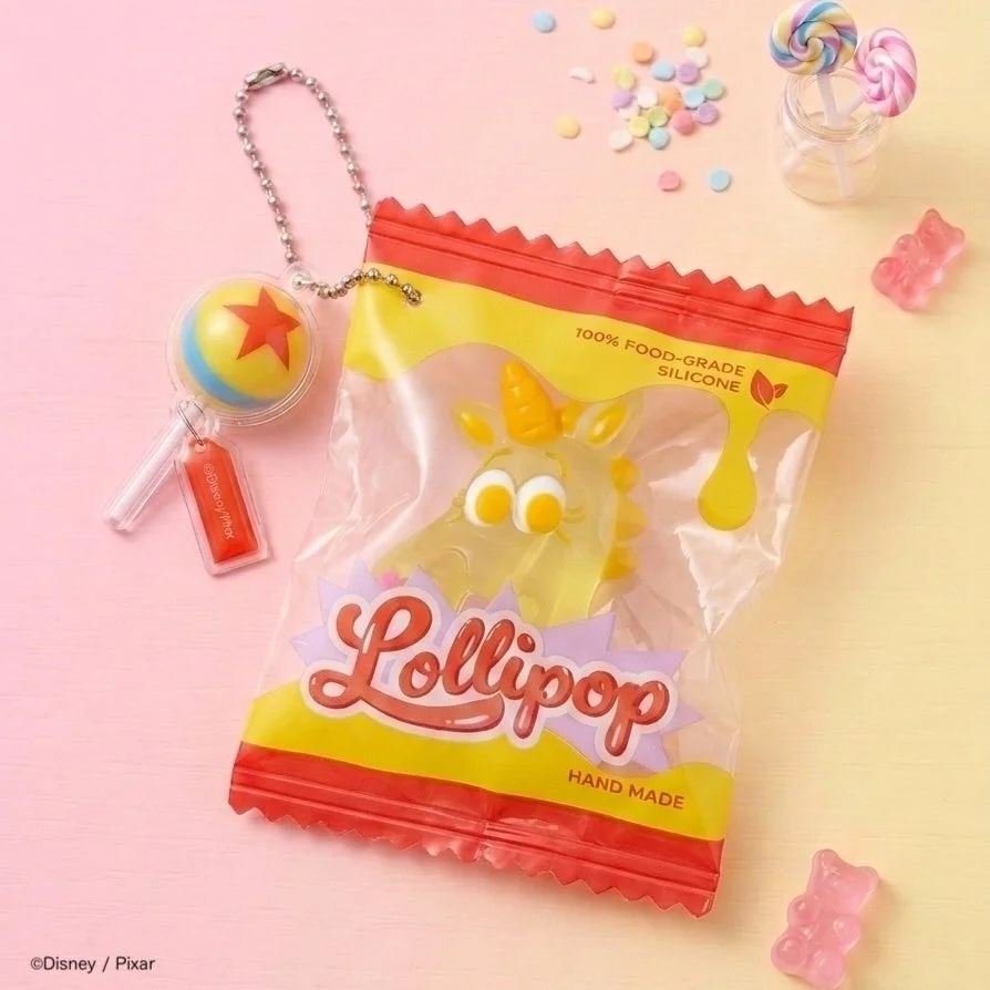 ユニコーンのロリポップ型シリコン製キーホルダー