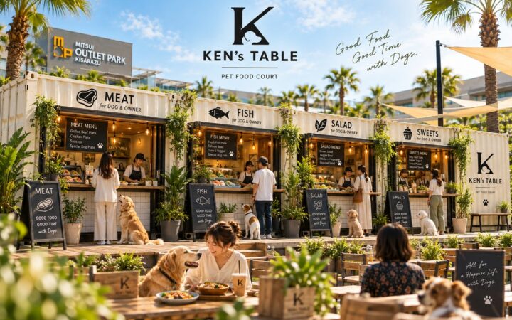 “愛犬が主役”のフードコート「KEN’s TABLE」が2027年春誕生へ！愛犬と飼い主が「ワンプレート」をシェア。10月15日(木)～25日(日)三井アウトレットパーク 木更津で先行ポップアップ開催