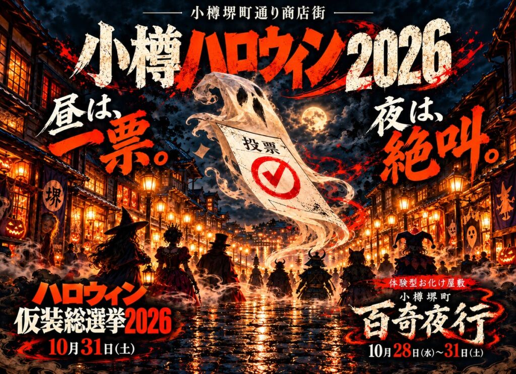 昼は、一票。夜は、絶叫。「小樽ハロウィン2026」開催！