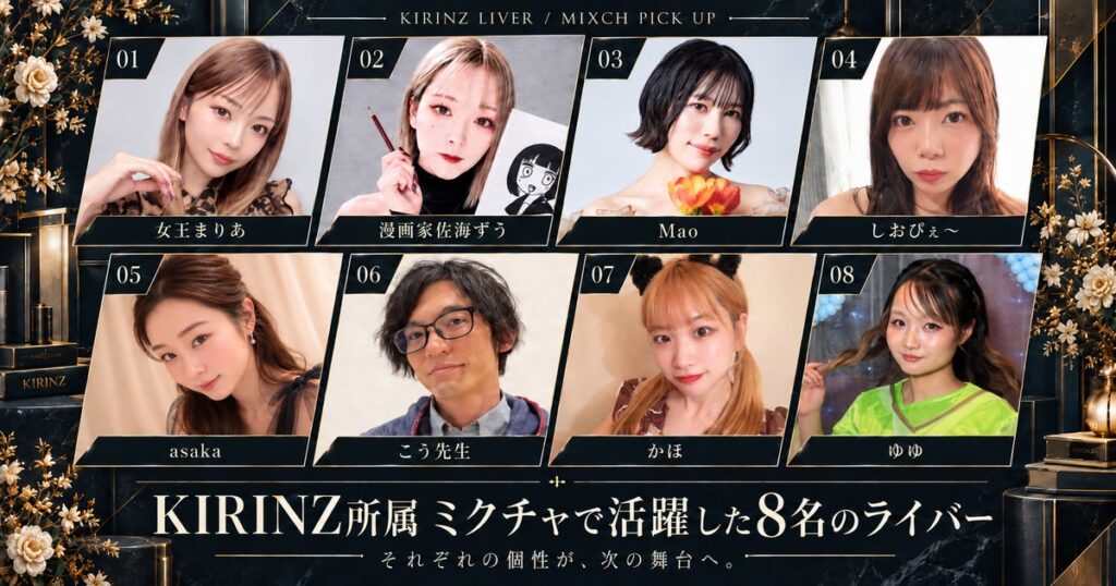 それぞれの「やってみたい」が、次の舞台へ。KIRINZ所属ライバー8名が、8月のミクチャイベントで1位を獲得