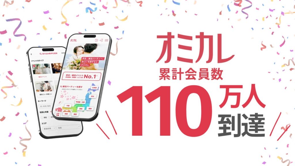 【オミカレ会員数110万人突破】婚活・恋活イベントNO.1プラットフォーム|今こそリアルな出会い”トキメキ”を独自の価値に、婚活イベント業界を牽引する存在へ