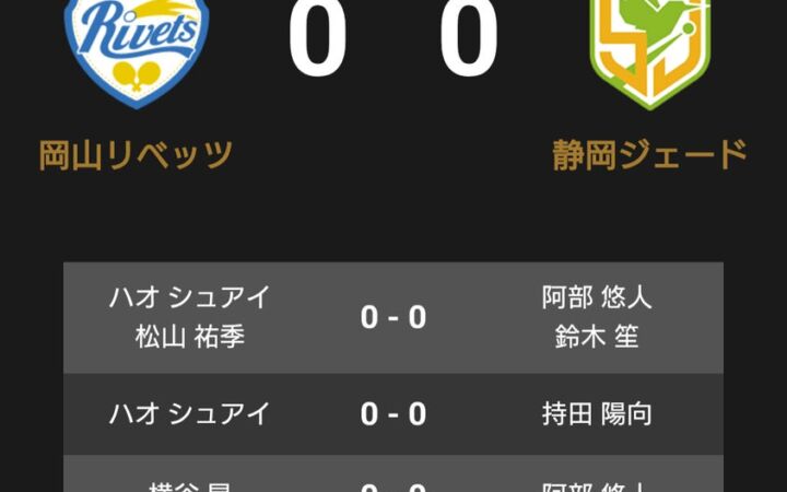 ノジマTリーグ 2026-2027シーズン 公式戦 10月24日開催 岡山リベッツ vs 静岡ジェード オーダー発表