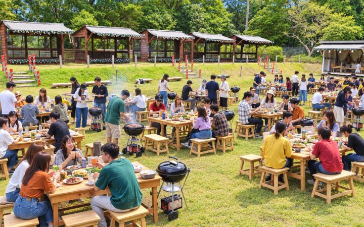 三重県で団体BBQならここ！120名での開催実績、10名以上で幹事1名無料｜TREE HOTEL NIKKA 菰野