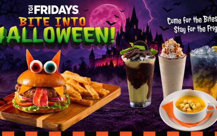 【TGIフライデーズ】おいしいモンスターたちが待つ、ハロウィンの世界へ。「FRIDAYFUL HALLOWEEN！」開催！バーガーと目が合う。グラスに怪しい夜が広がる。スタッフも仮装でお出迎え！